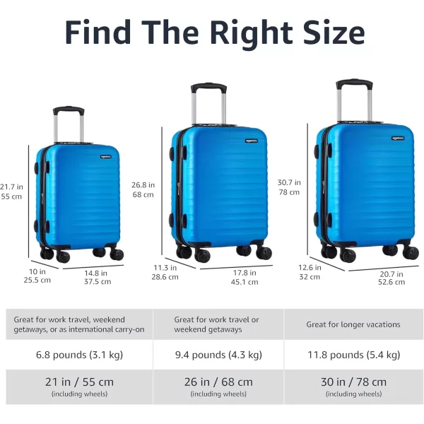 Amazon Basics Expandable Hardside Luggage Suitcase with Wheels 30Inch Spinner with Four Spinner Wheels and ScratchResistant Surface BlackLight Blue
