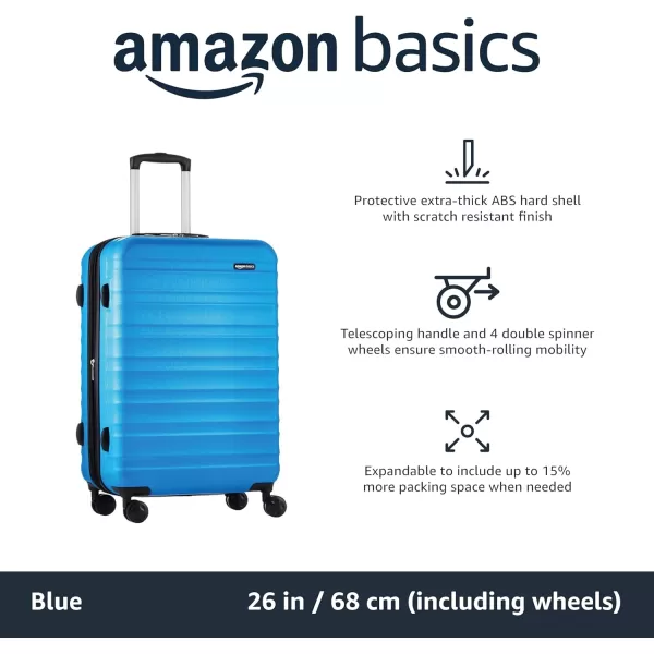Amazon Basics Expandable Hardside Luggage Suitcase with Wheels 30Inch Spinner with Four Spinner Wheels and ScratchResistant Surface BlackLight Blue