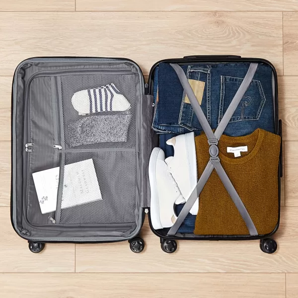 Amazon Basics Expandable Hardside Luggage Suitcase with Wheels 30Inch Spinner with Four Spinner Wheels and ScratchResistant Surface BlackLight Blue