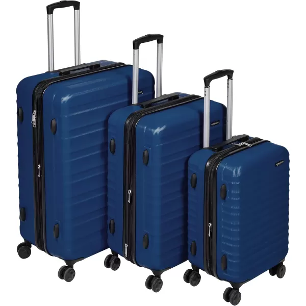 Amazon Basics Expandable Hardside Luggage Suitcase with Wheels 30Inch Spinner with Four Spinner Wheels and ScratchResistant Surface BlackNavy Blue
