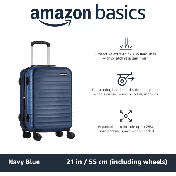 Amazon Basics Expandable Hardside Luggage Suitcase with Wheels 30Inch Spinner with Four Spinner Wheels and ScratchResistant Surface BlackNavy Blue