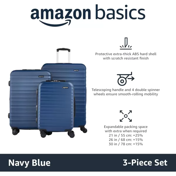 Amazon Basics Expandable Hardside Luggage Suitcase with Wheels 30Inch Spinner with Four Spinner Wheels and ScratchResistant Surface BlackNavy Blue