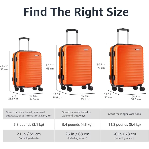 Amazon Basics Expandable Hardside Luggage Suitcase with Wheels 30Inch Spinner with Four Spinner Wheels and ScratchResistant Surface BlackOrange