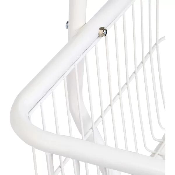 Amazon Basics Rectangular Laundry Hamper Basket Butler Cart with Wheels and Hanging Rack White
