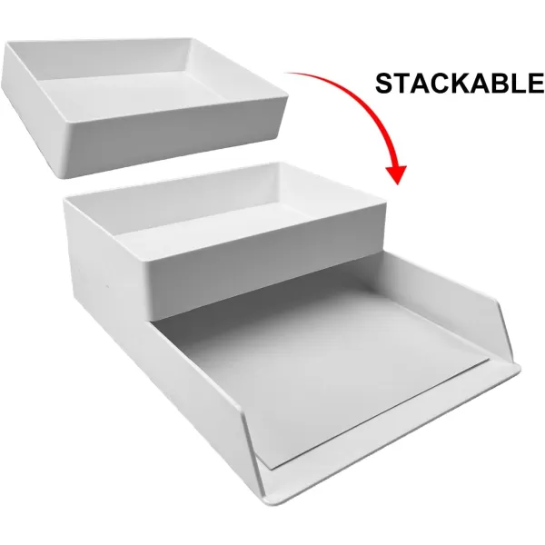 Amazon Basics Rectangular Plastic Desk Organizer Accessory Tray 94 x 67 x 2 in White