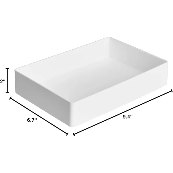 Amazon Basics Rectangular Plastic Desk Organizer Accessory Tray 94 x 67 x 2 in White