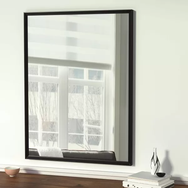 Amazon Basics Rectangular Wall Mount Mirror 24 x 36 Wide Trim Nickel 1018483410A60Black
