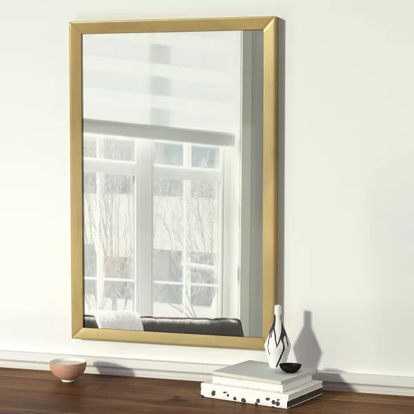 Amazon Basics Rectangular Wall Mount Mirror 24 x 36 Wide Trim Nickel 1018483410A60Brass