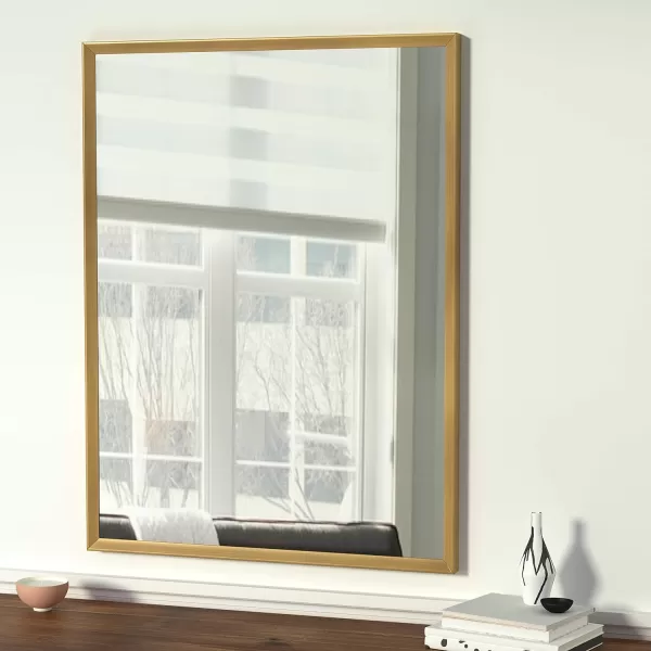 Amazon Basics Rectangular Wall Mount Mirror 24 x 36 Wide Trim Nickel 1018483410A60Brass