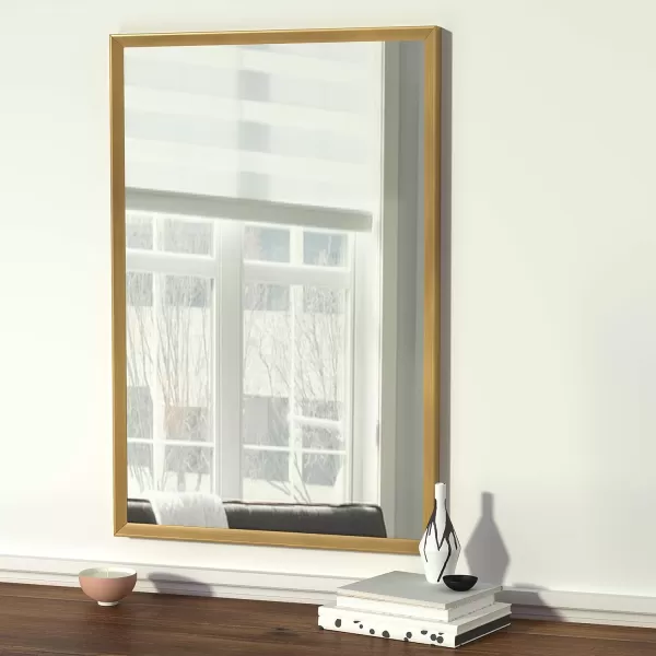 Amazon Basics Rectangular Wall Mount Mirror 24 x 36 Wide Trim Nickel 1018483410A60Brass