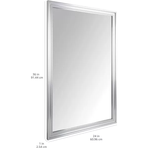 Amazon Basics Rectangular Wall Mount Mirror 24 x 36 Wide Trim Nickel 1018483410A60Nickel