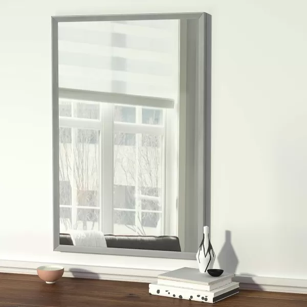 Amazon Basics Rectangular Wall Mount Mirror 24 x 36 Wide Trim Nickel 1018483410A60Nickel