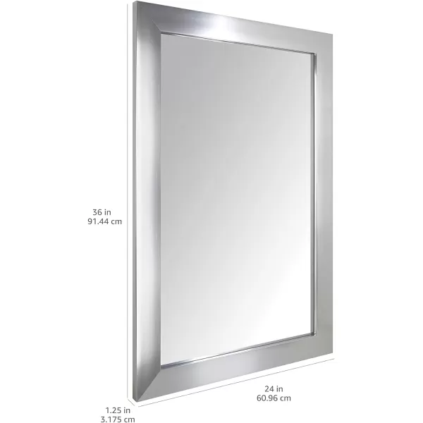 Amazon Basics Rectangular Wall Mount Mirror 24 x 36 Wide Trim Nickel 1018483410A60Nickel