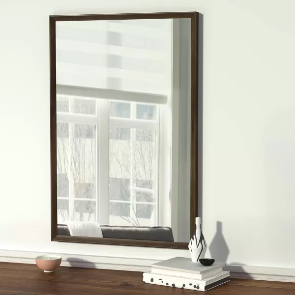 Amazon Basics Rectangular Wall Mount Mirror 24 x 36 Wide Trim Nickel 1018483410A60Walnut
