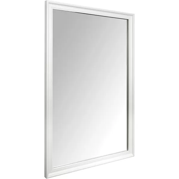Amazon Basics Rectangular Wall Mount Mirror 24 x 36 Wide Trim Nickel 1018483410A60White