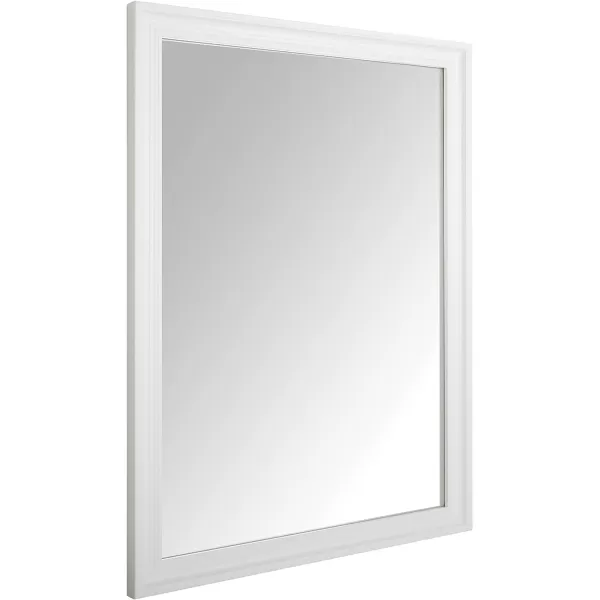 Amazon Basics Rectangular Wall Mount Mirror 24 x 36 Wide Trim Nickel 1018483410A60White