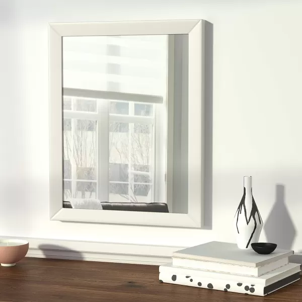 Amazon Basics Rectangular Wall Mount Mirror 24 x 36 Wide Trim Nickel 1018483410A60White
