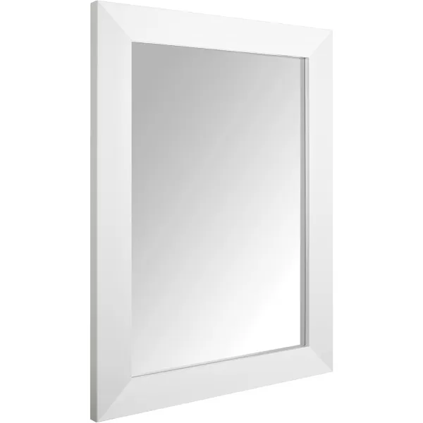 Amazon Basics Rectangular Wall Mount Mirror 24 x 36 Wide Trim Nickel 1018483410A60White