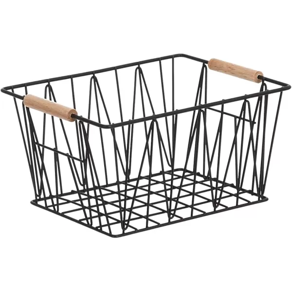 Amazon Basics Rectangular Wire Storage Baskets Set of 3 Standard BlackBlack