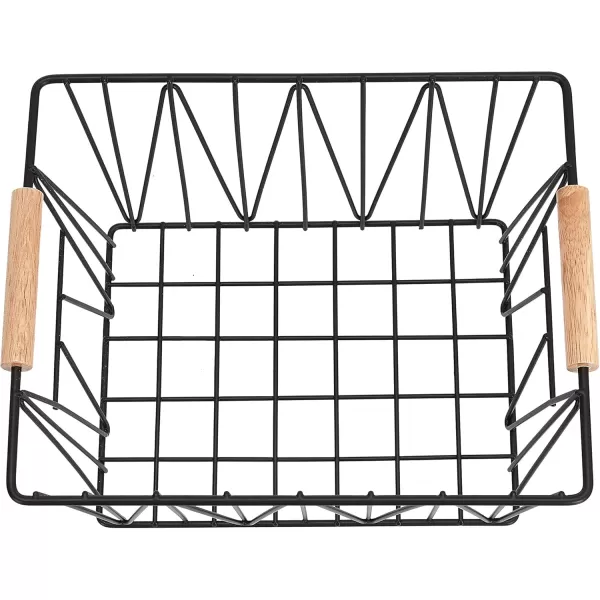 Amazon Basics Rectangular Wire Storage Baskets Set of 3 Standard BlackBlack