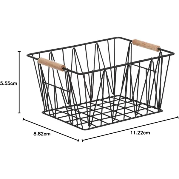 Amazon Basics Rectangular Wire Storage Baskets Set of 3 Standard BlackBlack