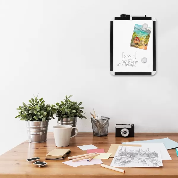 Amazon Basics Small Dry Erase Whiteboard Magnetic White Board with Marker and Magnets  85 x 11 PlasticAluminum Frame85x11