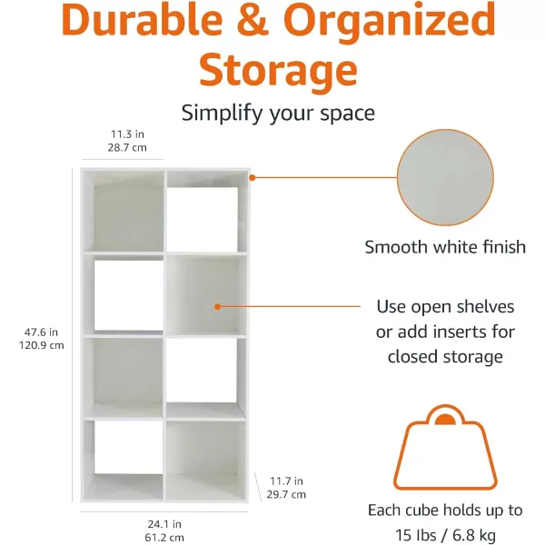 Amazon Basics Storage Cube Shelf Organizer 9 Cubes White 117quot D x 359quot W x 359quot HWhite