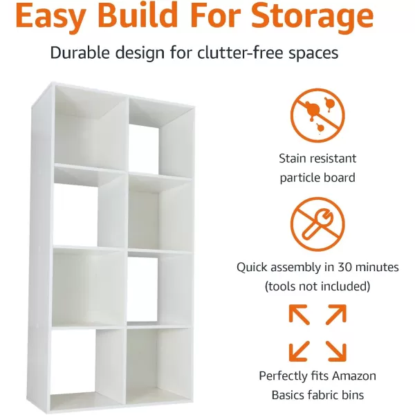 Amazon Basics Storage Cube Shelf Organizer 9 Cubes White 117quot D x 359quot W x 359quot HWhite