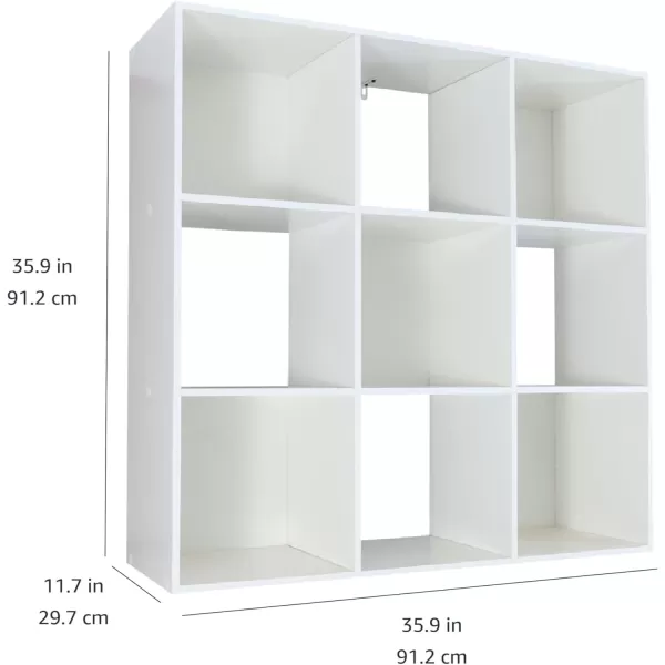 Amazon Basics Storage Cube Shelf Organizer 9 Cubes White 117quot D x 359quot W x 359quot HWhite