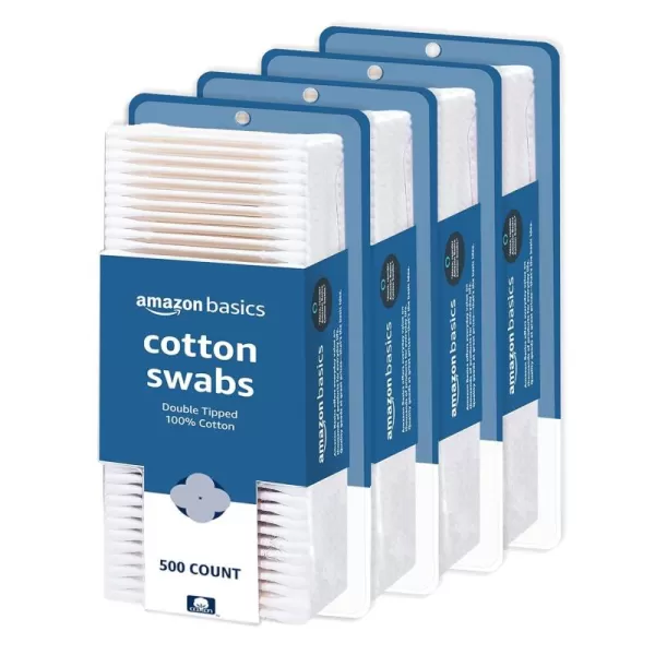 Amazon Basics Cotton Swabs 500 Count500 Count Pack of 4