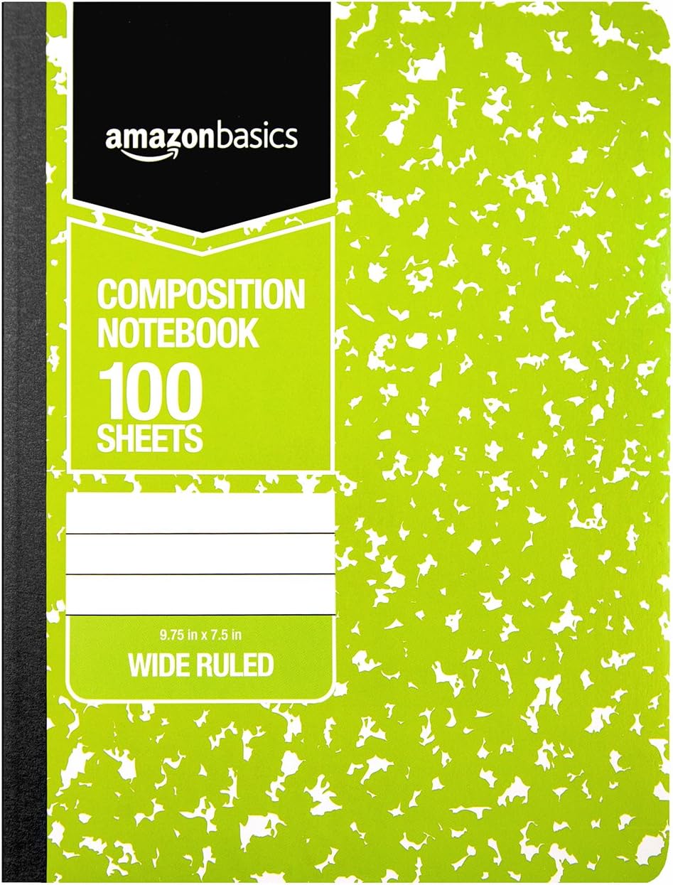 Amazon Basics Wide Ruled Composition Notebook 4Pack 100Sheet Assorted Marble Colors36Pack Assorted Marble