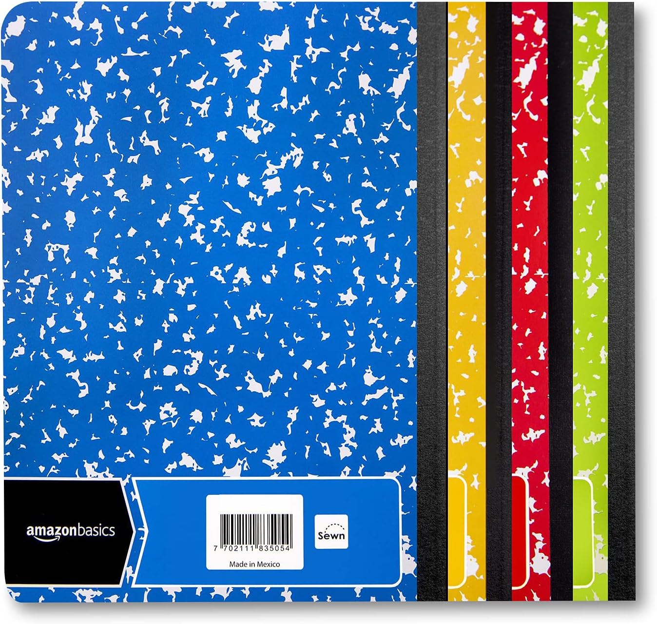 Amazon Basics Wide Ruled Composition Notebook 4Pack 100Sheet Assorted Marble Colors36Pack Assorted Marble