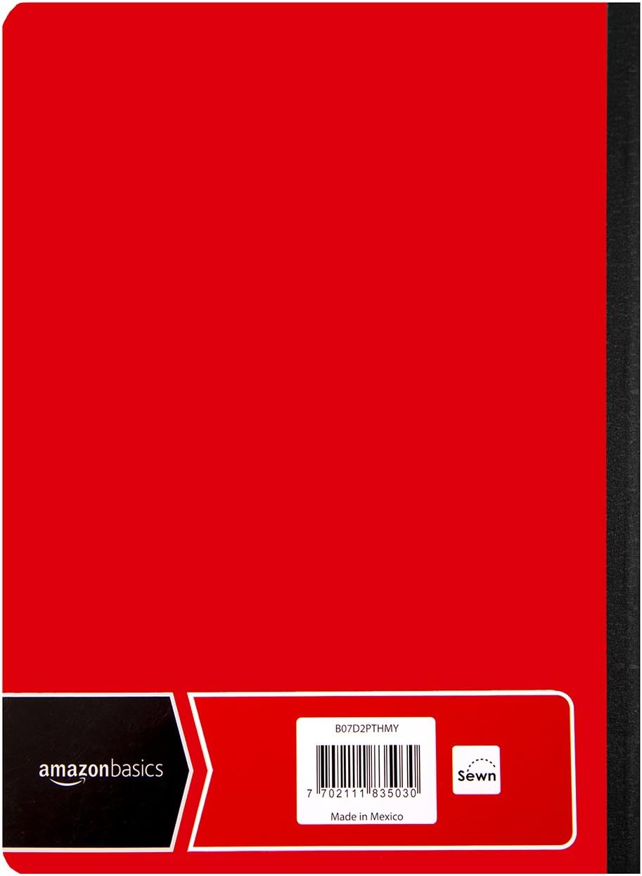 Amazon Basics Wide Ruled Composition Notebook 4Pack 100Sheet Assorted Marble Colors36Pack Assorted Solid