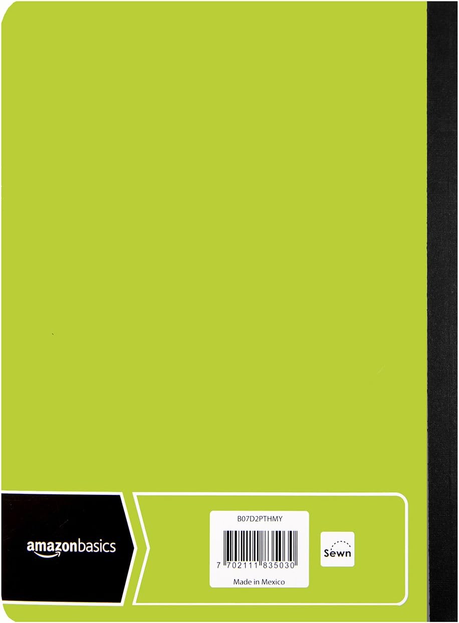 Amazon Basics Wide Ruled Composition Notebook 4Pack 100Sheet Assorted Marble Colors36Pack Assorted Solid