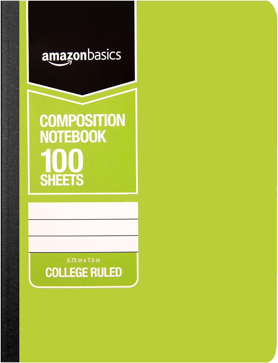 Amazon Basics Wide Ruled Composition Notebook 4Pack 100Sheet Assorted Marble Colors36Pack Assorted Solid