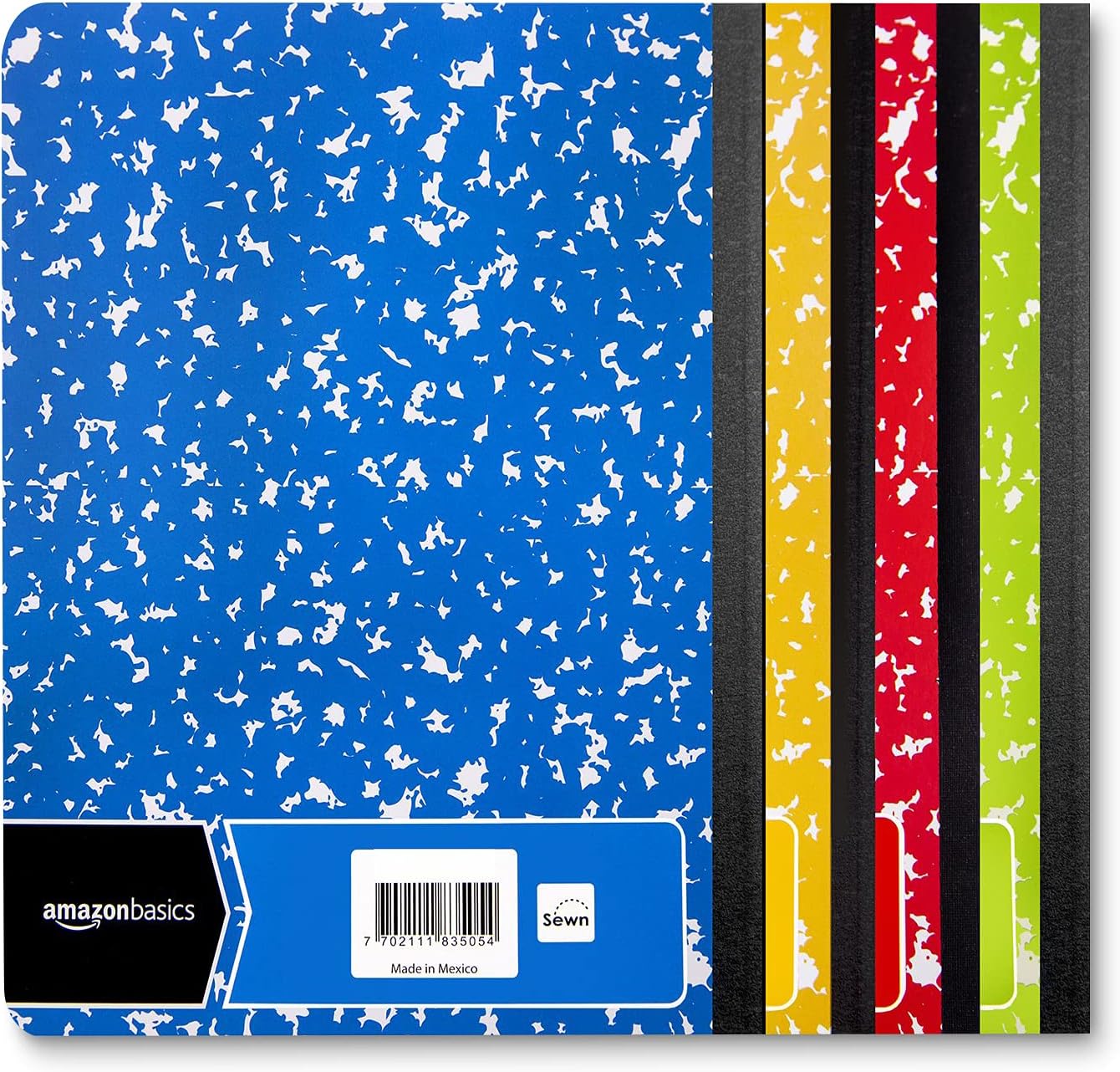 Amazon Basics Wide Ruled Composition Notebook 4Pack 100Sheet Assorted Marble Colors4Pack Assorted Marble