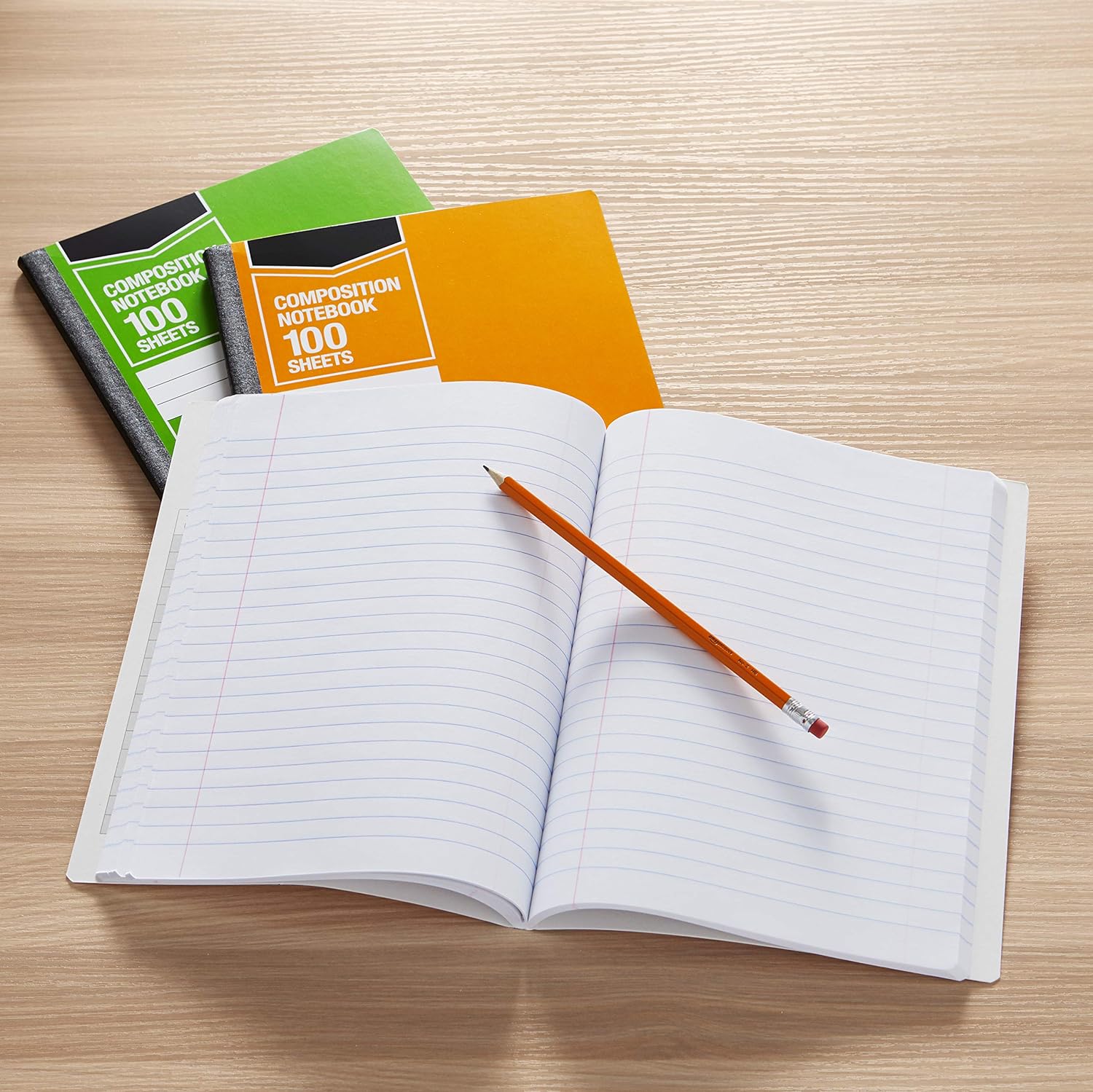 Amazon Basics Wide Ruled Composition Notebook 4Pack 100Sheet Assorted Marble Colors4Pack Assorted Solid