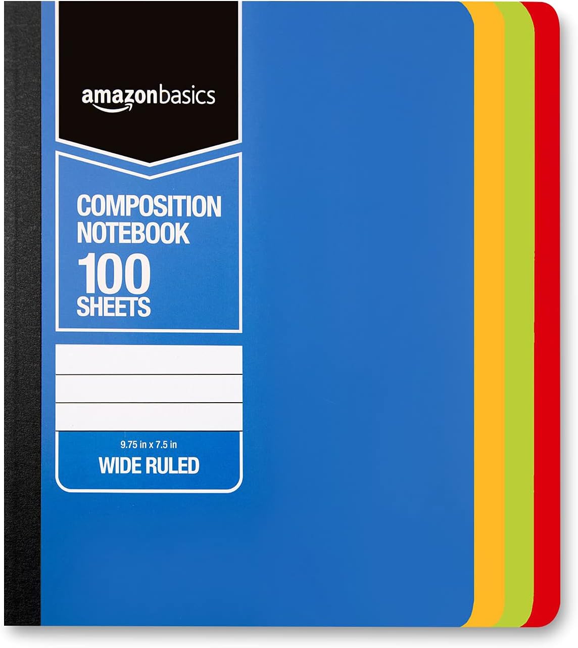 Amazon Basics Wide Ruled Composition Notebook 4Pack 100Sheet Assorted Marble Colors4Pack Assorted Solid