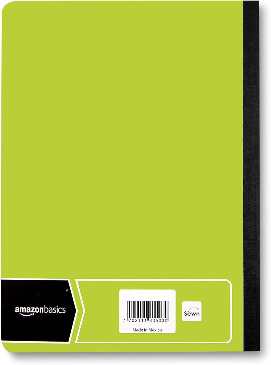 Amazon Basics Wide Ruled Composition Notebook 4Pack 100Sheet Assorted Marble Colors4Pack Assorted Solid