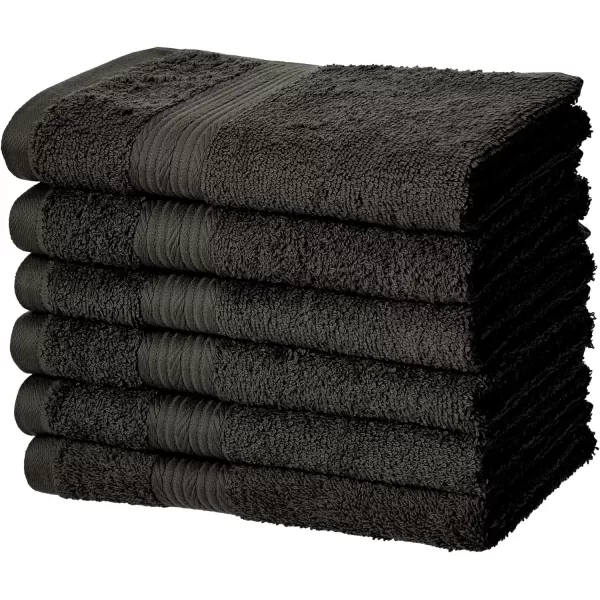 Amazon Basics  6 Piece Fade Resistant Oversize Bath Towel Hand and Washcloth Set 100 Cotton TealBlack
