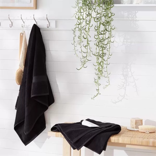 Amazon Basics  6 Piece Fade Resistant Oversize Bath Towel Hand and Washcloth Set 100 Cotton TealBlack