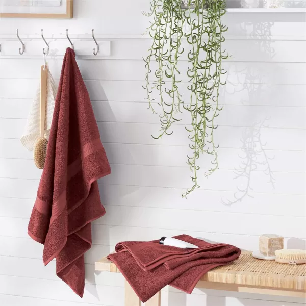 Amazon Basics  6 Piece Fade Resistant Oversize Bath Towel Hand and Washcloth Set 100 Cotton TealCrimson