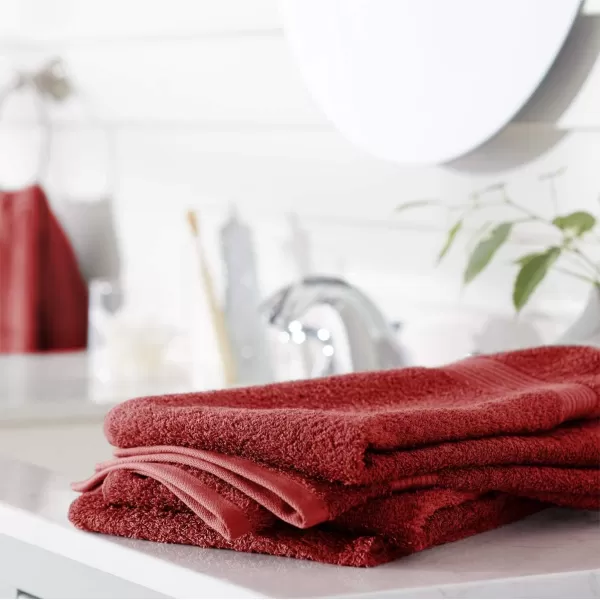 Amazon Basics  6 Piece Fade Resistant Oversize Bath Towel Hand and Washcloth Set 100 Cotton TealCrimson