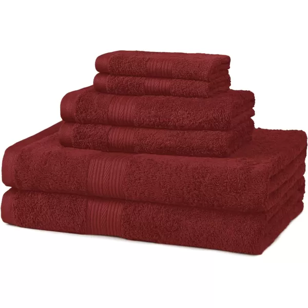 Amazon Basics  6 Piece Fade Resistant Oversize Bath Towel Hand and Washcloth Set 100 Cotton TealCrimson
