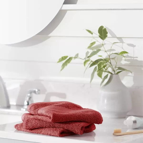 Amazon Basics  6 Piece Fade Resistant Oversize Bath Towel Hand and Washcloth Set 100 Cotton TealCrimson