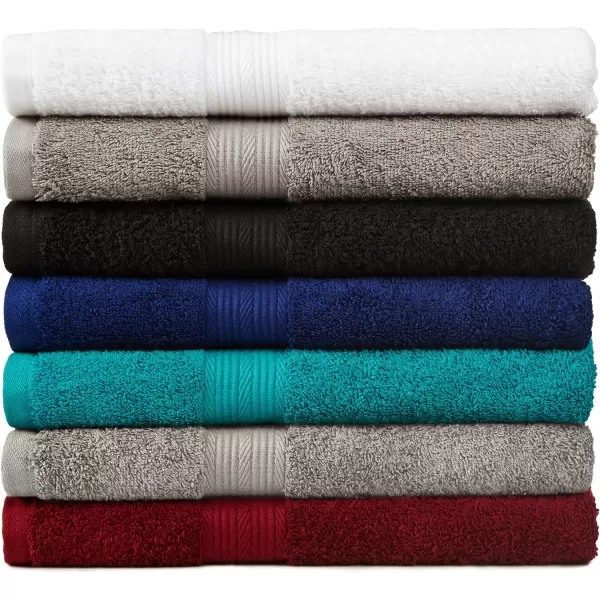 Amazon Basics  6 Piece Fade Resistant Oversize Bath Towel Hand and Washcloth Set 100 Cotton TealGray