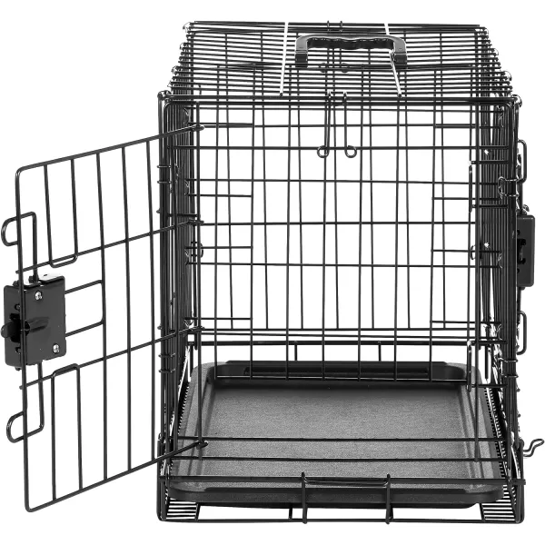 Amazon Basics  DurableFoldable Metal Wire Dog Crate with Tray Double Door Divider 24 x 18 x 20 Inches Black220L x 130W x 160H Double Door w Divider