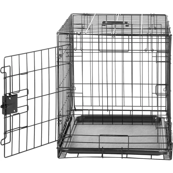 Amazon Basics  DurableFoldable Metal Wire Dog Crate with Tray Double Door Divider 24 x 18 x 20 Inches Black24L x 18W x 20H Single Door w Divider