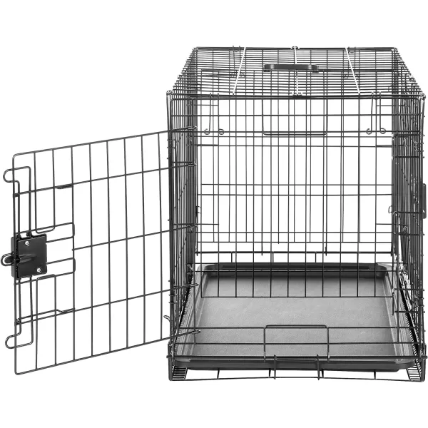Amazon Basics  DurableFoldable Metal Wire Dog Crate with Tray Double Door Divider 24 x 18 x 20 Inches Black30L x 19W x 21H Double Door w Divider