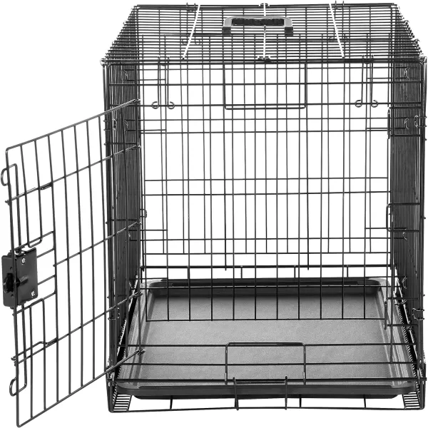 Amazon Basics  DurableFoldable Metal Wire Dog Crate with Tray Double Door Divider 24 x 18 x 20 Inches Black30L x 19W x 21H Single Door w Divider